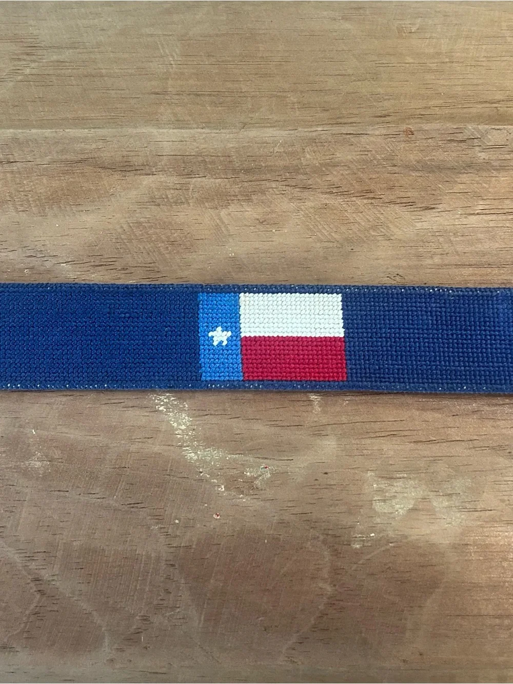 Smathers & Branson Needlepoint and Leather Texas Flag Belt